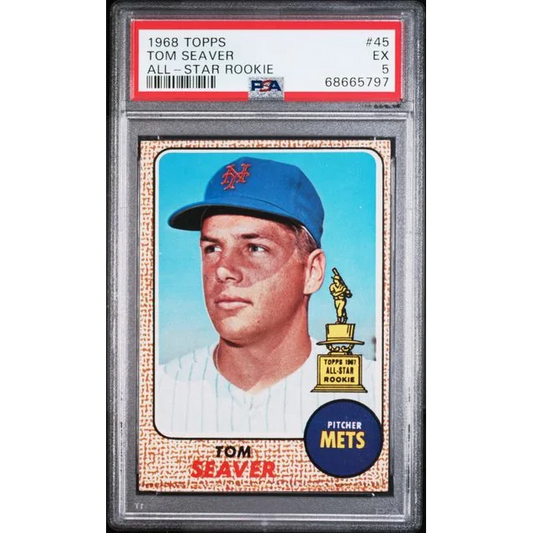 1968 Topps Tom Seaver Rookie Card PSA 5 graded baseball card for collectors