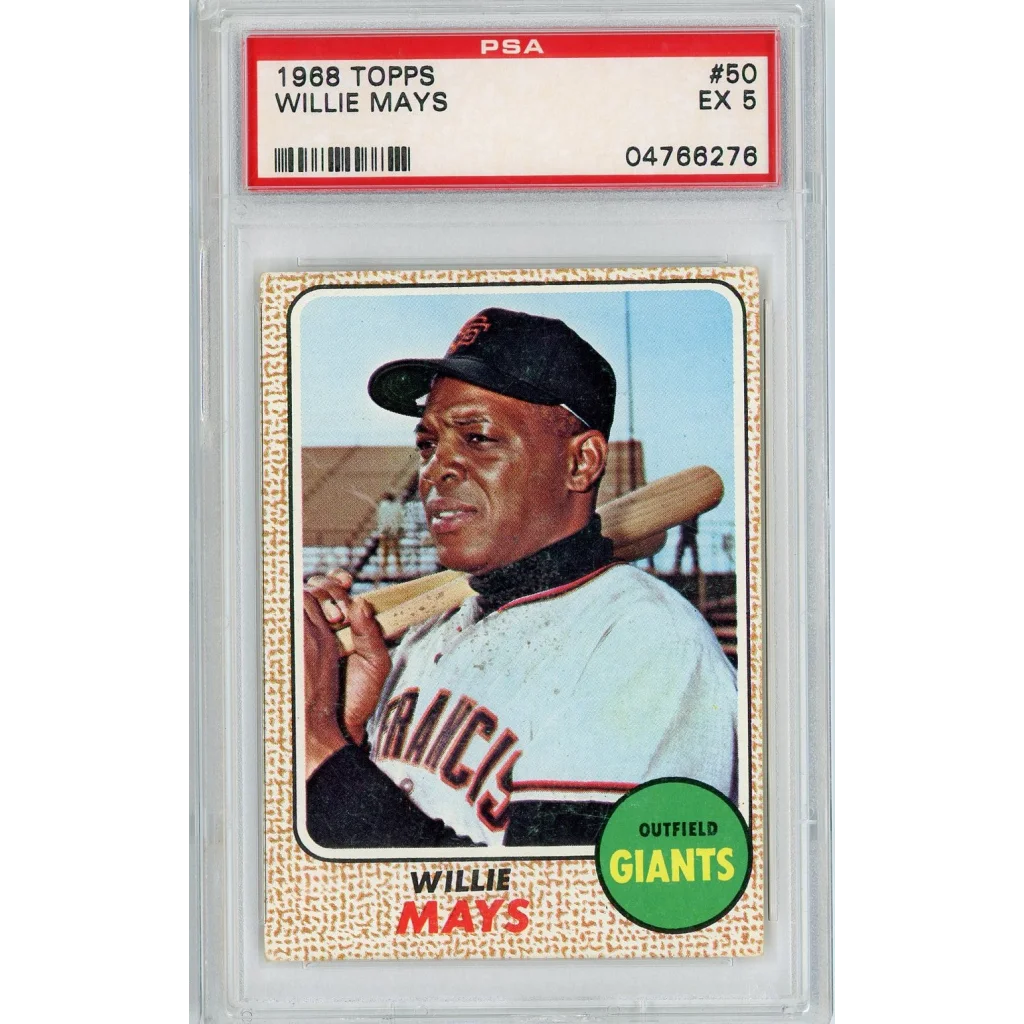 Graded 1968 Topps Willie Mays #50 Baseball Card PSA 5 Excellent | Hall of Fame Sports Memorabilia | vintageantiquesgifts.com