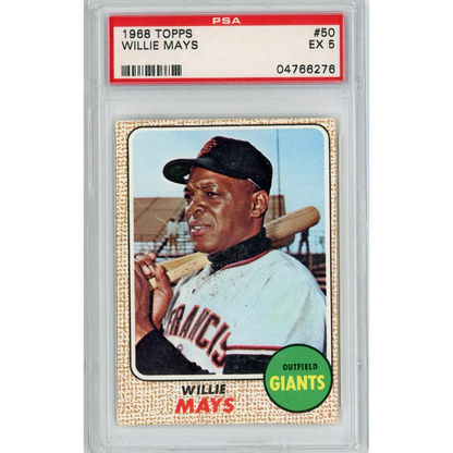 Graded 1968 Topps Willie Mays #50 Baseball Card PSA 5 Excellent | Hall of Fame Sports Memorabilia | vintageantiquesgifts.com
