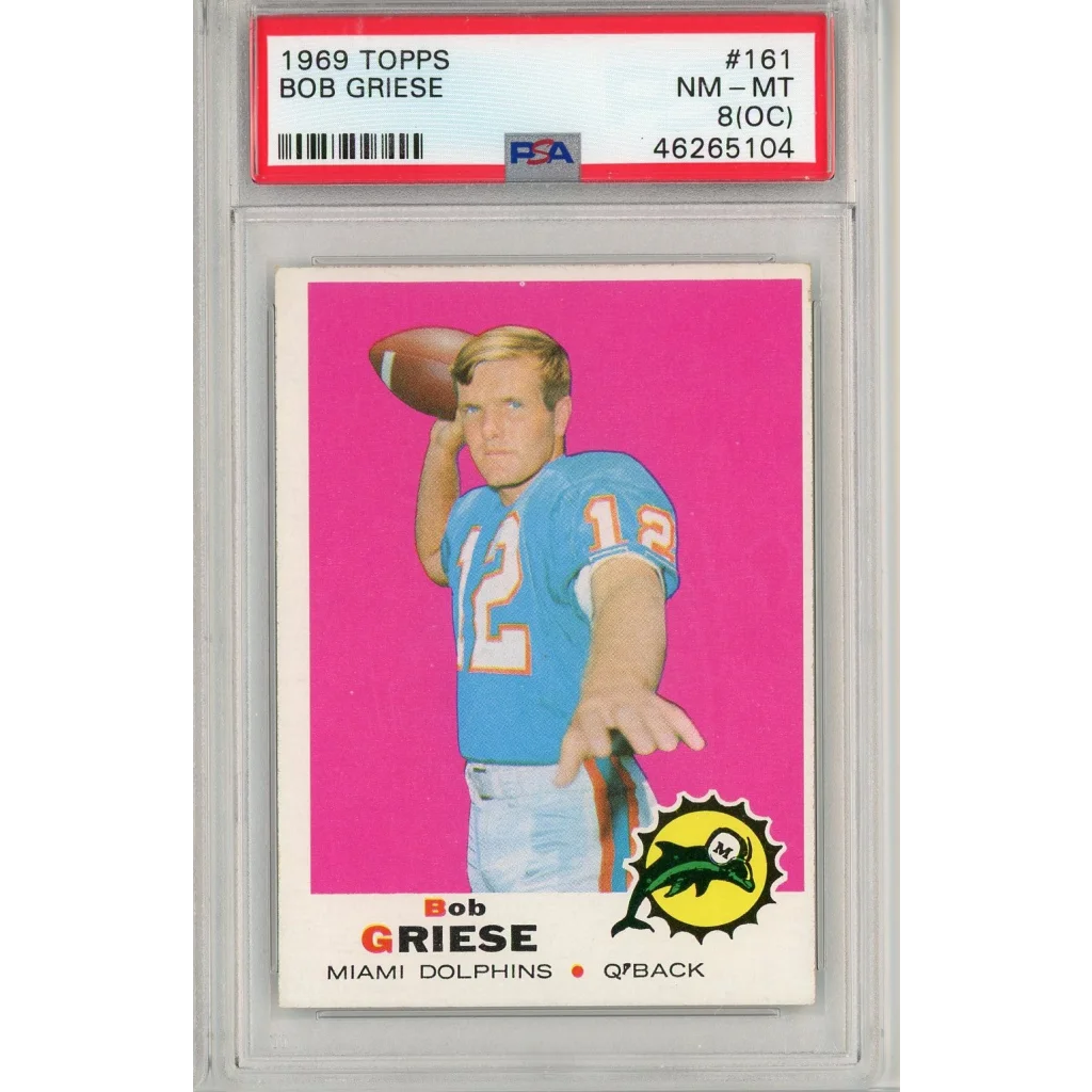 Graded 1969 Topps Bob Griese #161 Football Card PSA 8 NM-MT | Hall of Fame Sports Memorabilia | vintageantiquesgifts.com