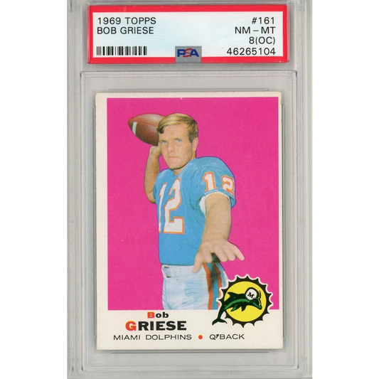 Graded 1969 Topps Bob Griese #161 Football Card PSA 8 NM-MT | Hall of Fame Sports Memorabilia | vintageantiquesgifts.com
