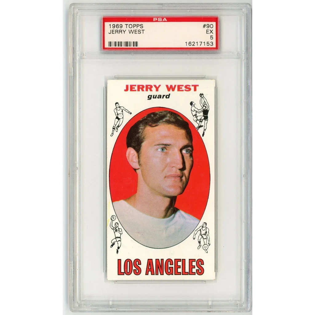 PSA graded 1969 Topps Jerry West basketball card in excellent condition