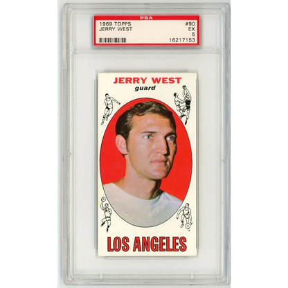 PSA graded 1969 Topps Jerry West basketball card in excellent condition