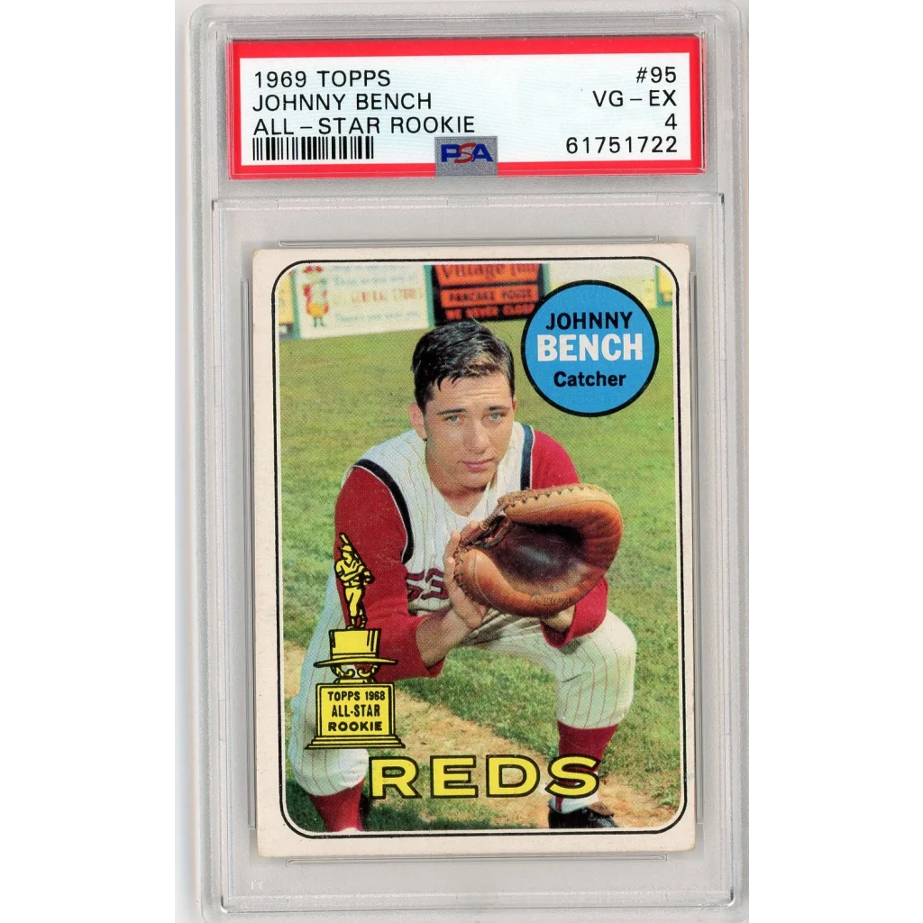 1969 Topps Johnny Bench All-Star Rookie baseball card graded VG-EX 4 by PSA