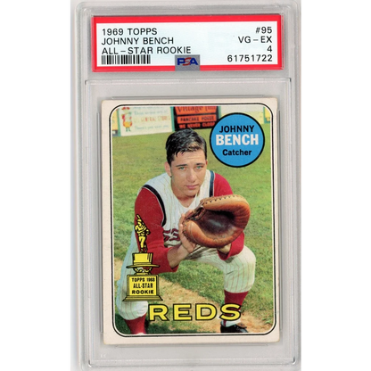 1969 Topps Johnny Bench All-Star Rookie baseball card graded VG-EX 4 by PSA