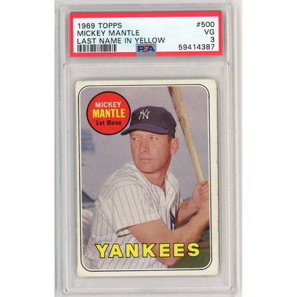 Graded PSA 3 1969 Topps Mickey Mantle #500 Yankees card