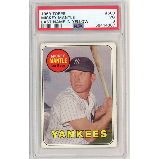 Graded PSA 3 1969 Topps Mickey Mantle #500 Yankees card