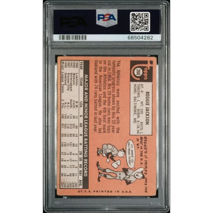 Graded 1969 Topps Reggie Jackson #260 Rookie PSA 2 in orange black slab