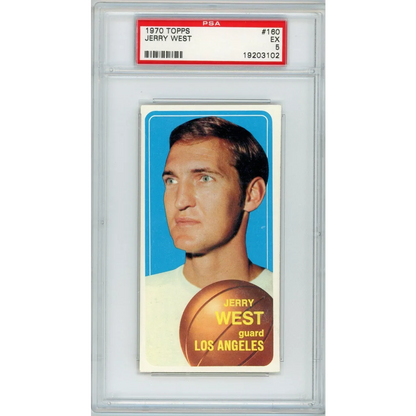 1970 Topps Jerry West basketball card graded EX 5 by PSA professional sports authenticator