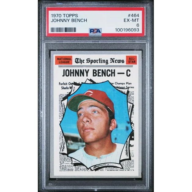 1970 Topps Johnny Bench baseball card graded PSA 6 EX-MT in PSA Graded Johnny Bench Rookie Era set