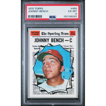 1970 Topps Johnny Bench baseball card graded PSA 6 EX-MT in PSA Graded Johnny Bench Rookie Era set