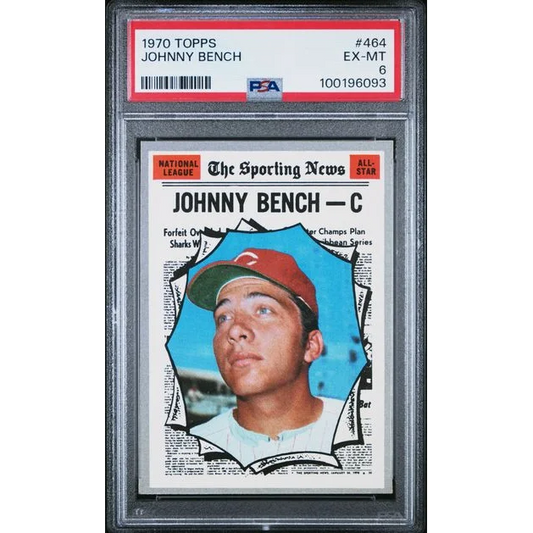 1970 Topps Johnny Bench baseball card graded PSA 6 EX-MT in PSA Graded Johnny Bench Rookie Era set