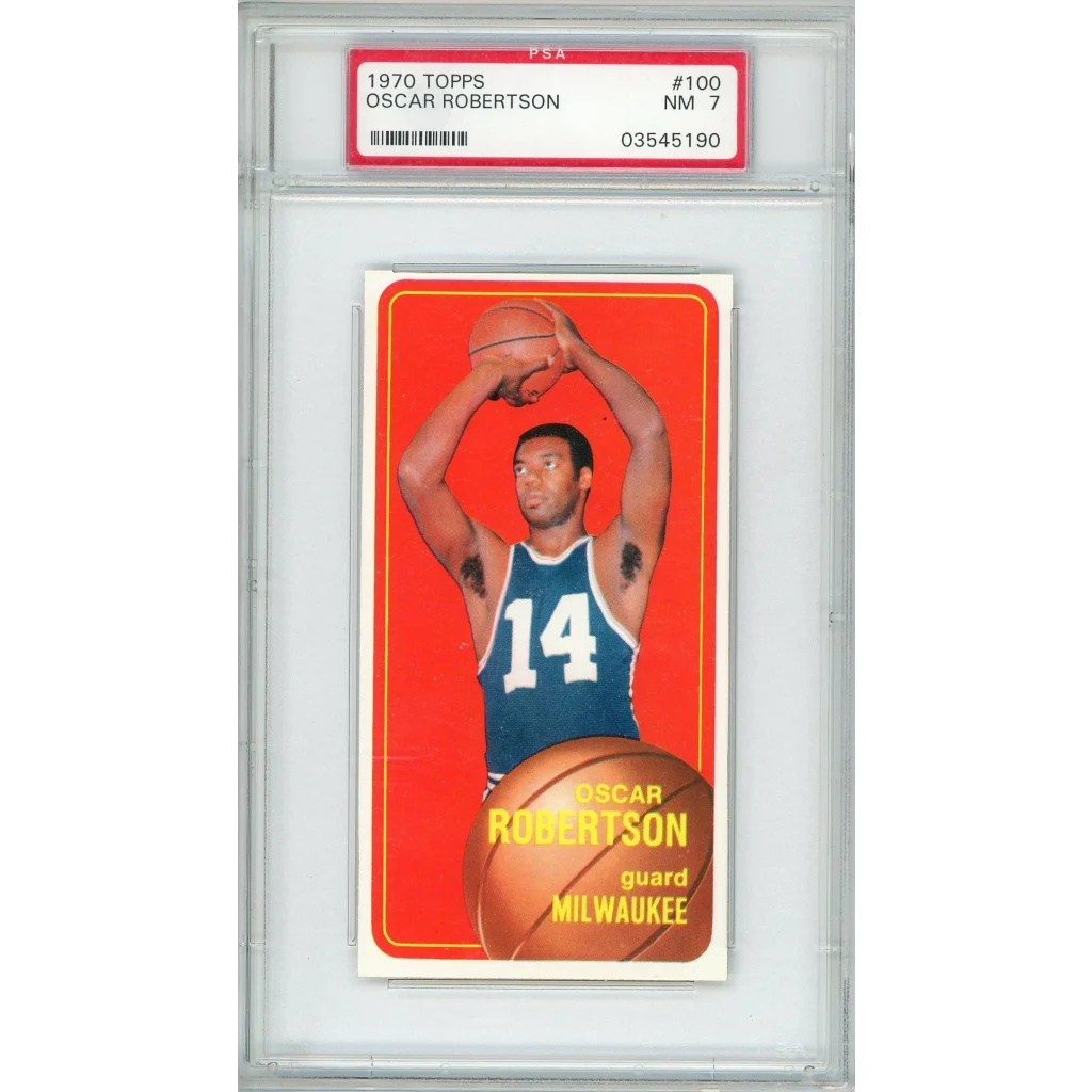 Graded 1970 Topps Oscar Robertson #100 Basketball Card PSA 7 Near Mint | Hall of Fame Sports Memorabilia | vintageantiquesgifts.com