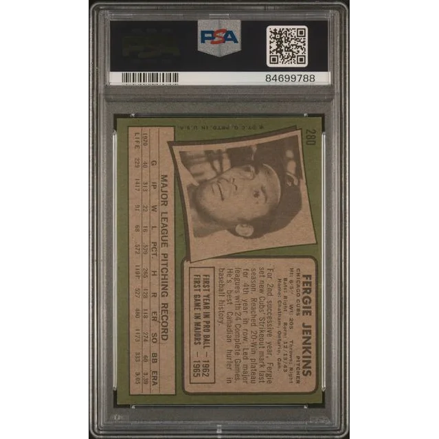 Graded 1970 Topps Fergie Jenkins PSA 4 VG-EX slab 84699788