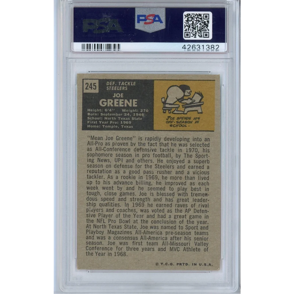 Graded 1971 Topps Joe Greene Steelers Rookie RC PSA 6 Football Card