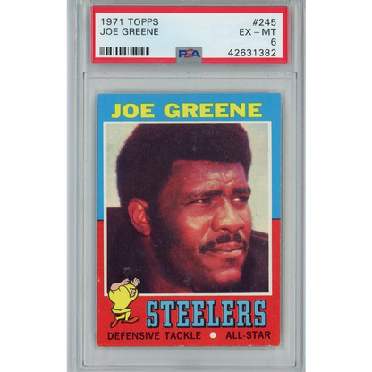 Graded PSA 6 1971 Topps Joe Greene #245 Steelers Rookie RC Football Card