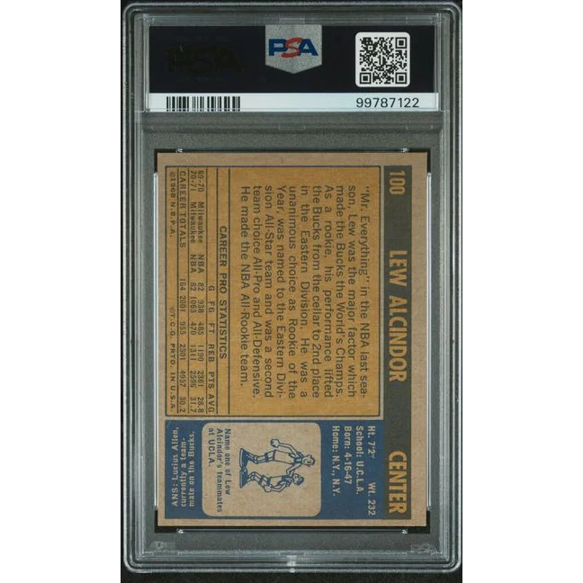 Graded 1971 Topps Lew Alcindor Kareem Abdul-Jabbar #100 Basketball Card PSA 6 EX-MT | PSA 6 EX-MT Graded Vintage Basketball Card | vintageantiquesgifts.com