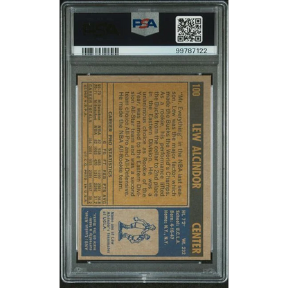 Graded 1971 Topps Lew Alcindor Kareem Abdul-Jabbar #100 Basketball Card PSA 6 EX-MT | PSA 6 EX-MT Graded Vintage Basketball Card | vintageantiquesgifts.com