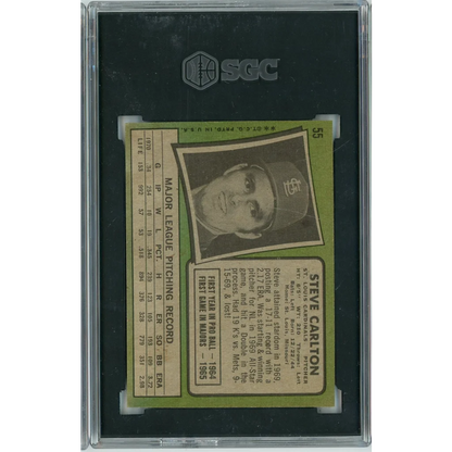 Graded 1971 Topps Steve Carlton #55 Baseball Card SGC 3 Very Good | SGC 3 Very Good Graded Vintage Baseball Card | vintageantiquesgifts.com