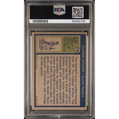 Vintage 1972 Topps Eugene Upshaw Football Card in PSA graded protective slab
