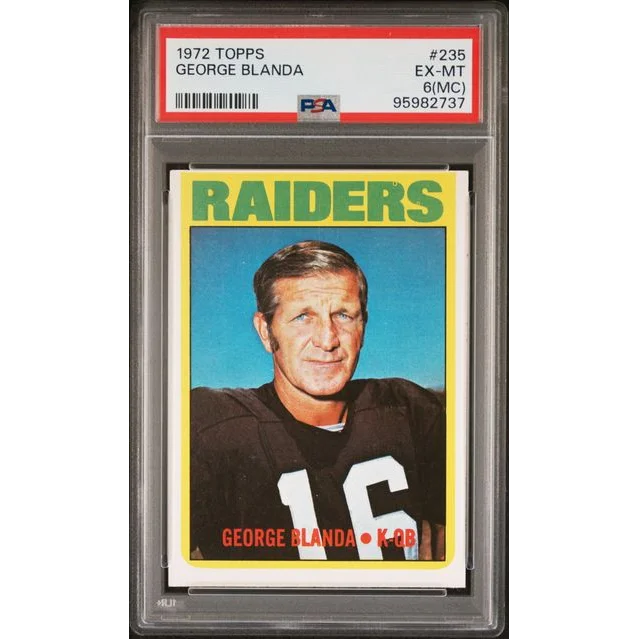 PSA graded 1972 Topps George Blanda football card in protective slab
