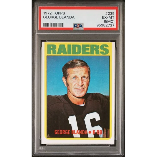 PSA graded 1972 Topps George Blanda football card in protective slab