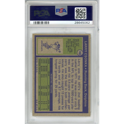 Graded 1972 Topps Larry Csonka #140 Football Card PSA 8 NM-MT | PSA 8 NM-MT Graded Vintage Football Card | vintageantiquesgifts.com
