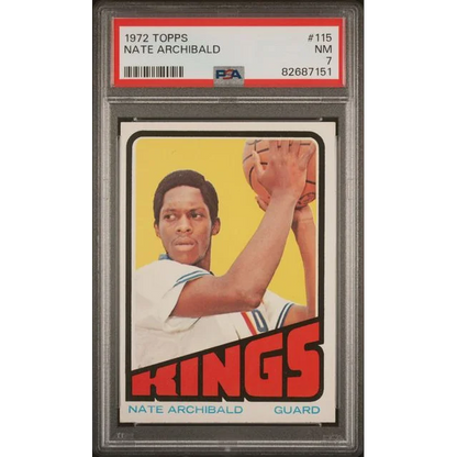 A graded 1972 Topps Nate Archibald basketball card in PSA holder