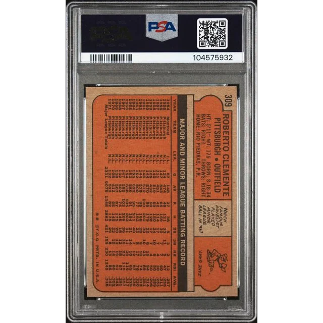 Graded 1972 Topps Roberto Clemente #309 Baseball Card PSA 6 EX-MT | PSA 6 EX-MT Graded Vintage Baseball Card | vintageantiquesgifts.com
