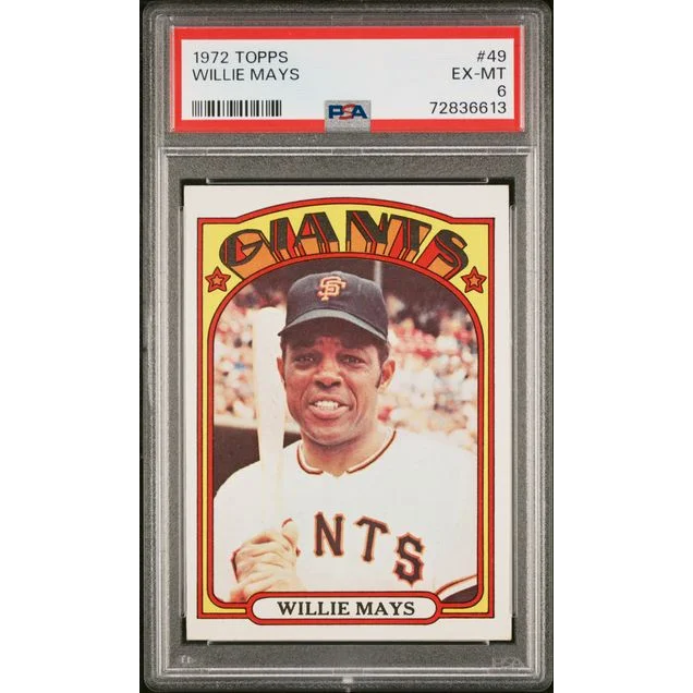Graded 1972 Topps Willie Mays #49 Baseball Card PSA 6 EX-MT | Hall of Fame Sports Memorabilia | vintageantiquesgifts.com