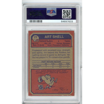 Vintage 1973 Topps Art Shell Football Card PSA Graded EX MT 6