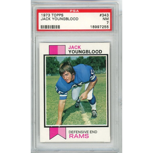 Graded 1973 Topps Jack Youngblood #343 Rookie RC Football Card PSA 7 NM | Hall of Fame Sports Memorabilia | vintageantiquesgifts.com