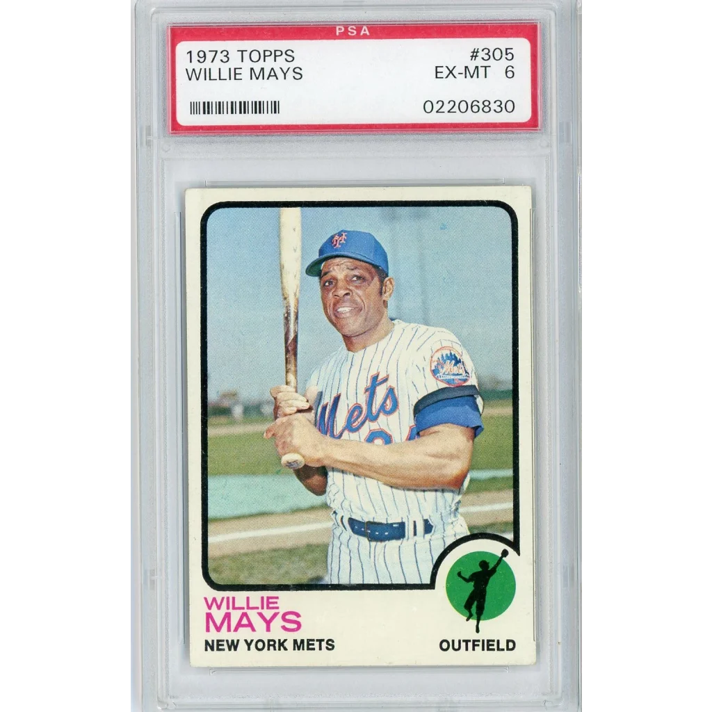 Graded 1973 Topps Willie Mays #305 PSA 6 EX-MT Mets Card