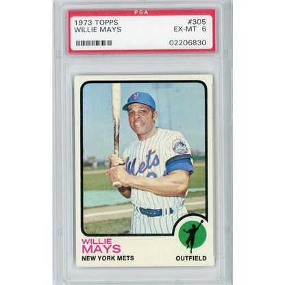 Graded 1973 Topps Willie Mays #305 PSA 6 EX-MT Mets Card
