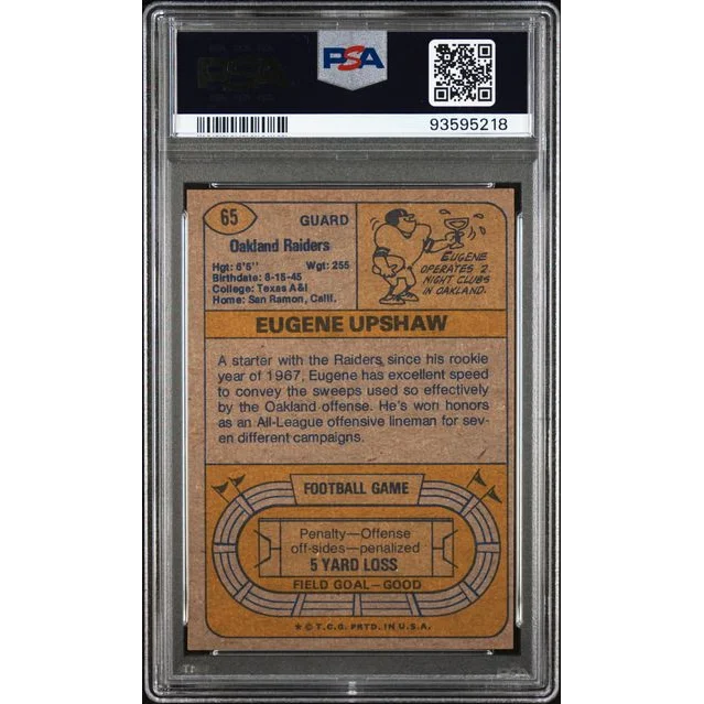 Graded 1968 Topps Eugene Upshaw football card in PSA 7 1974 Topps Gene Upshaw gem case