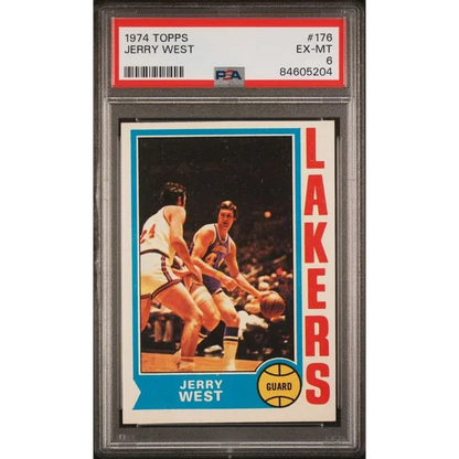 PSA graded 1974 Topps Jerry West basketball card #176 with EX-MT 6 grade