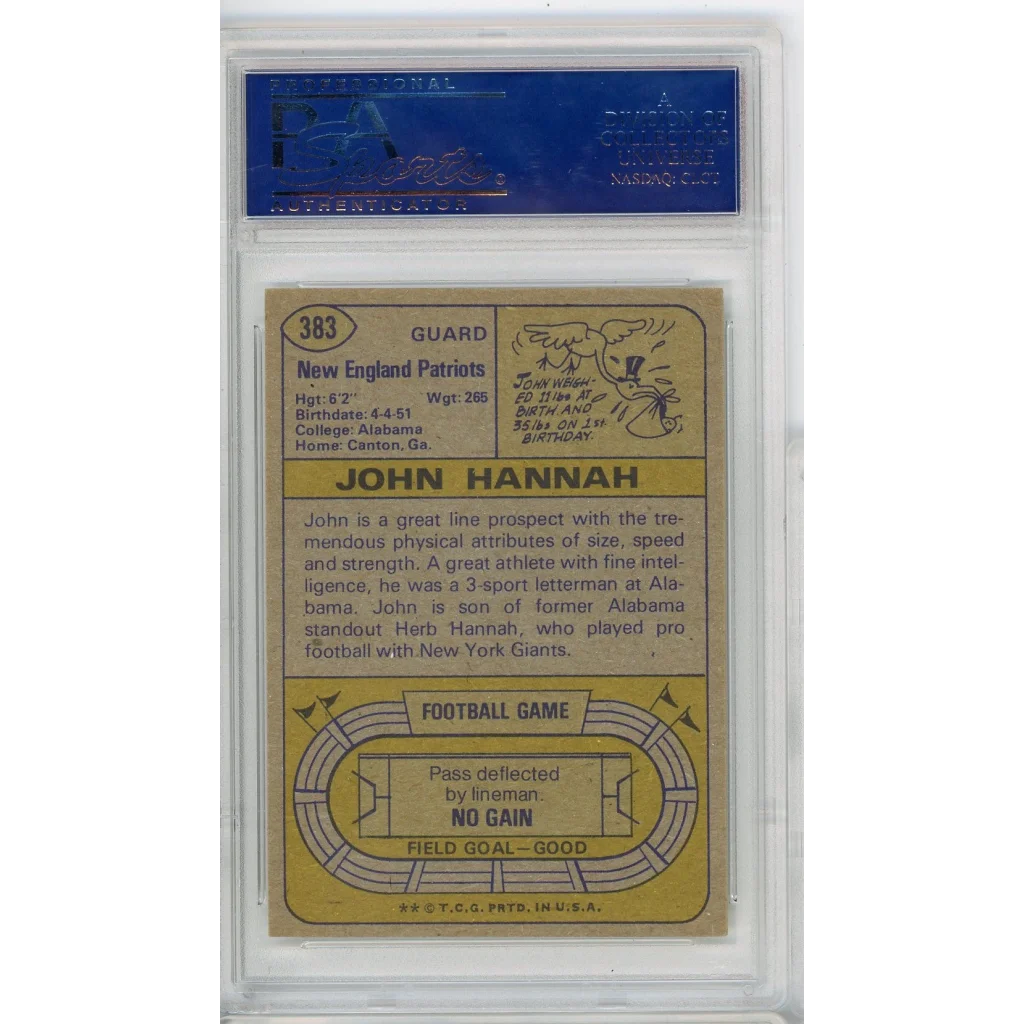 Vintage 1974 Topps John Hannah PSA 7 graded football trading card
