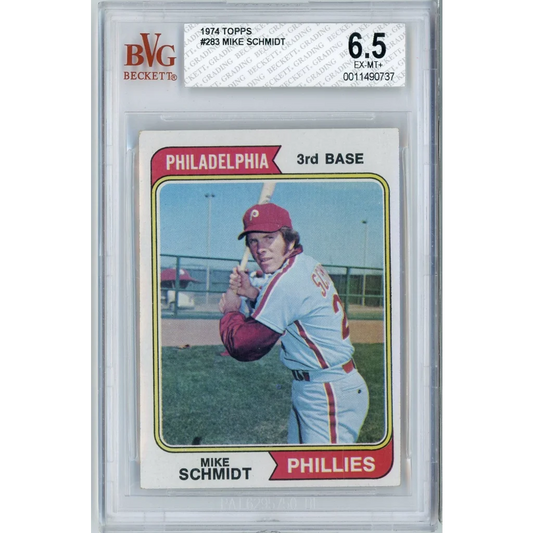 Graded 1974 Topps Mike Schmidt #283 BGS 6.5 in Phillies uniform slab