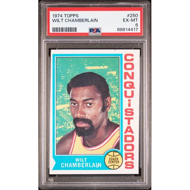 Graded 1974 Topps Wilt Chamberlain #250 PSA 6 EX-MT basketball card