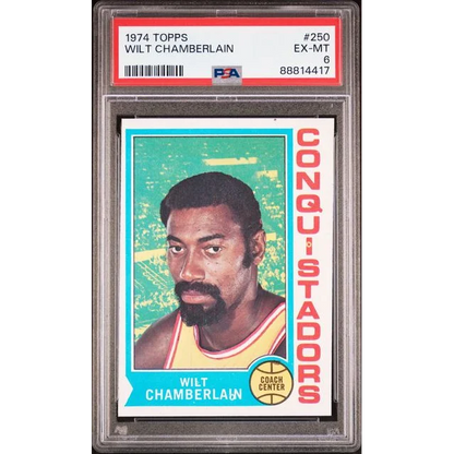 Image of Topps Wilt Chamberlain 1974 PSA graded basketball card for collectors