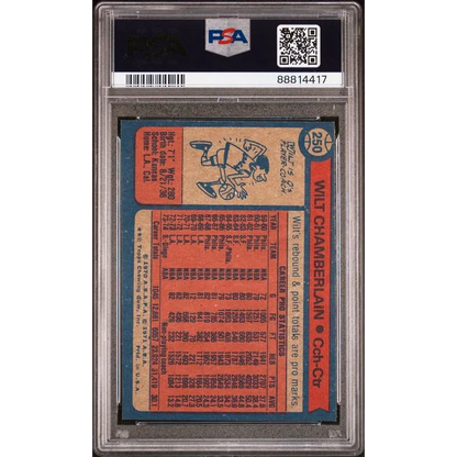 Graded 1974 Topps Wilt Chamberlain #250 basketball card PSA 6 in slab