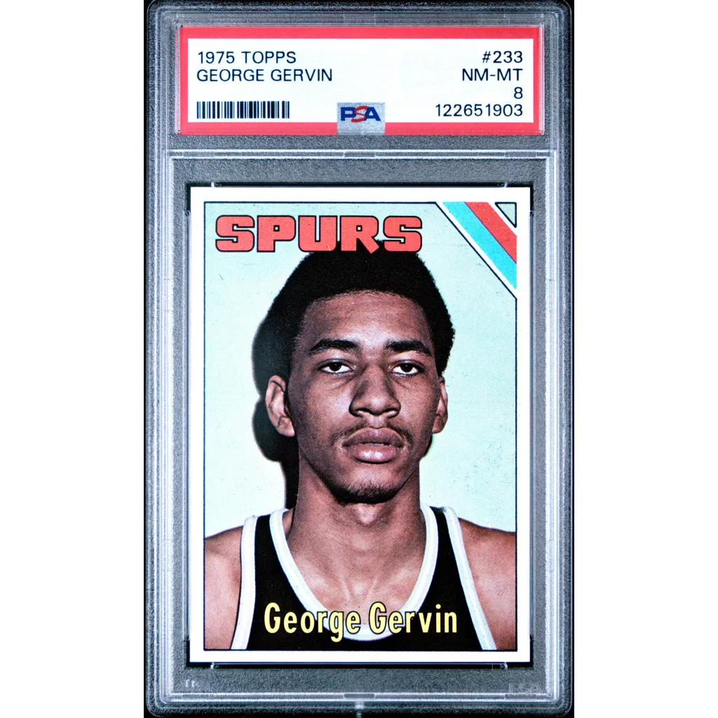 Graded 1975-76 Topps George Gervin #233 Basketball Card PSA 8 Near Mint | Hall of Fame Sports Memorabilia | vintageantiquesgifts.com