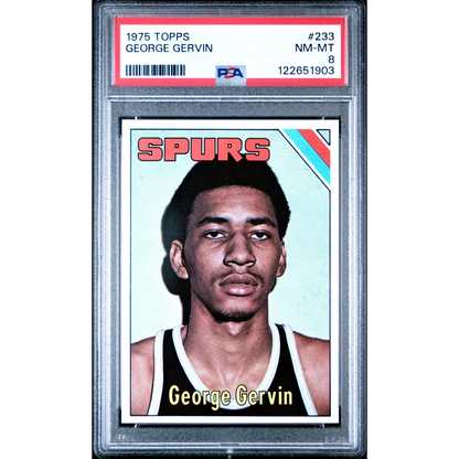 Graded 1975-76 Topps George Gervin #233 Basketball Card PSA 8 Near Mint | Hall of Fame Sports Memorabilia | vintageantiquesgifts.com