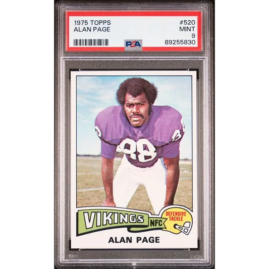 Image of PSA Mint 9 graded 1975 Topps Alan Page football card