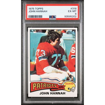 Graded 1975 Topps John Hannah #318 2nd Year Football Card PSA 6 EX-MT | Hall of Fame Sports Memorabilia | vintageantiquesgifts.com