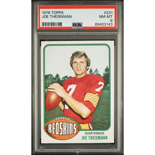 PSA graded 1976 Topps Joe Theismann football card for collectors