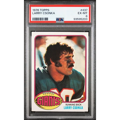 Graded 1976 Topps Larry Csonka football card in PSA Treasure collection