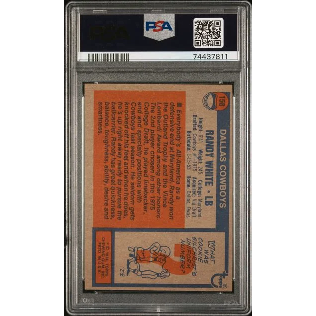 Graded vintage 1976 Topps Randy White Football Card PSA EX 5 collectible card