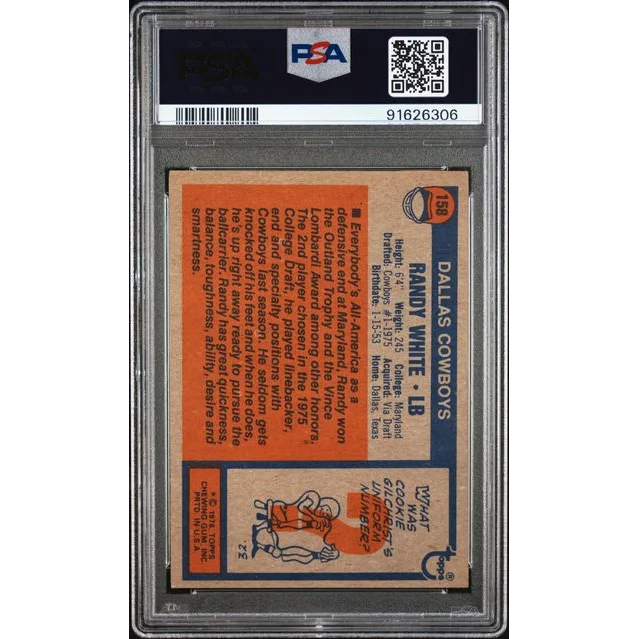Graded 1976 Topps Randy White #158 Rookie RC Football Card PSA 7 NM