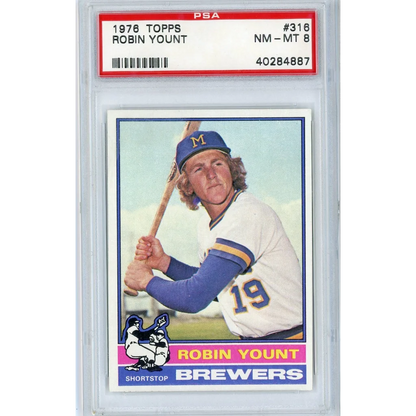 A graded 1976 Topps Robin Yount baseball card from Professional Sports Authenticator